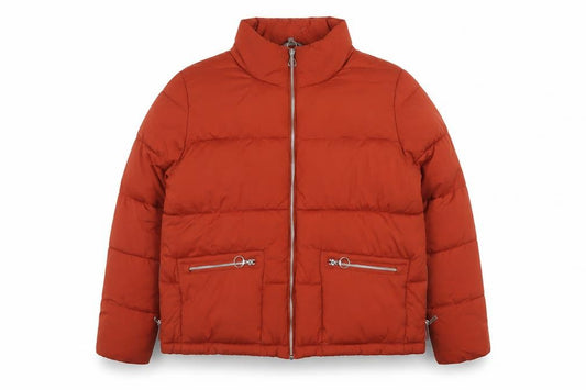 Front view of Principles Women’s Rust Puffer Jacket, size UK 16, Polyester Lined Zip Pockets