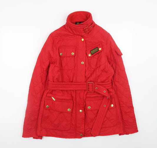Barbour Women’s Red Quilted Belted Jacket Size M Outdoor Style