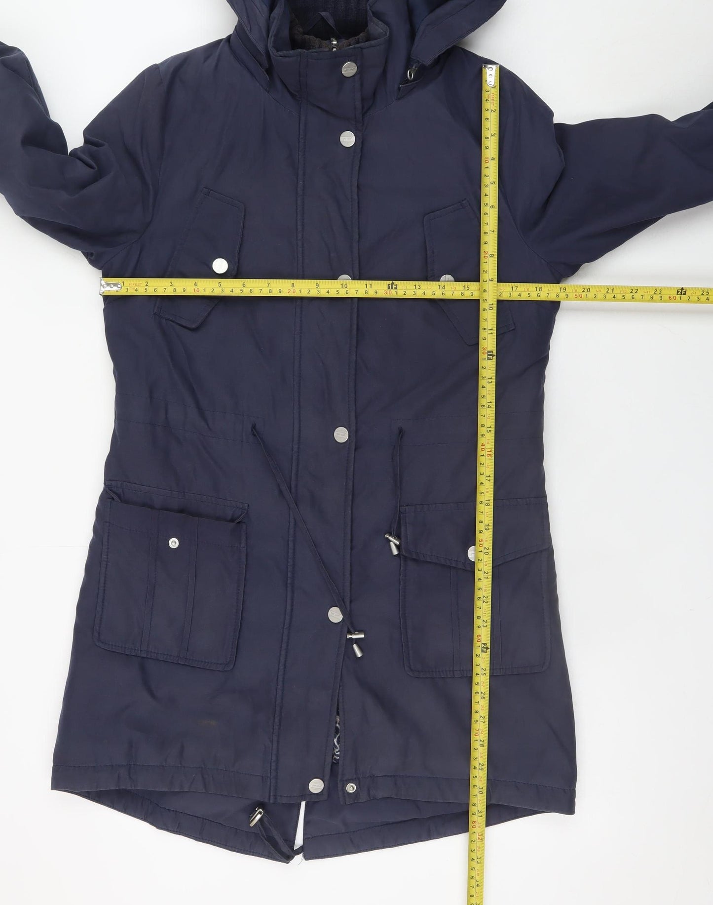 Marks and Spencer Per Una Women's Blue Hooded Parka Coat Size S