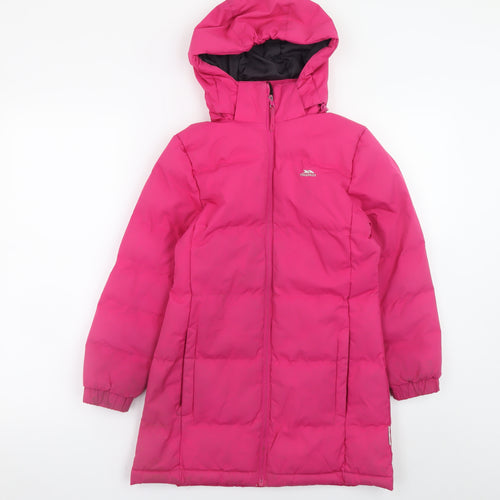 Trespass Girls Pink Hooded Puffer Coat 7-8 Years Waterproof Winter Jacket