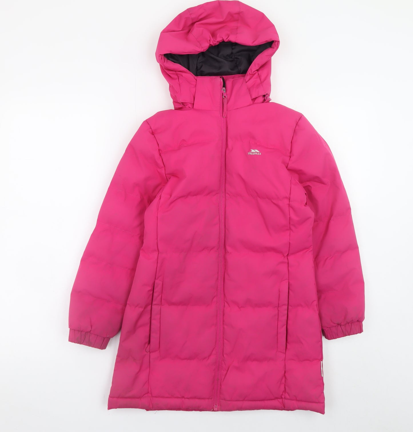 Trespass Girls Pink Hooded Puffer Coat 7-8 Years Waterproof Winter Jacket