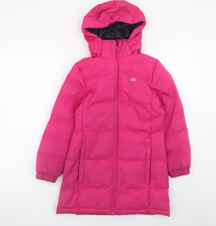 Trespass Girls Pink Hooded Puffer Coat 7-8 Years Waterproof Winter Jacket