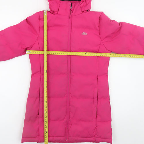 Trespass Girls Pink Hooded Puffer Coat 7-8 Years Waterproof Winter Jacket