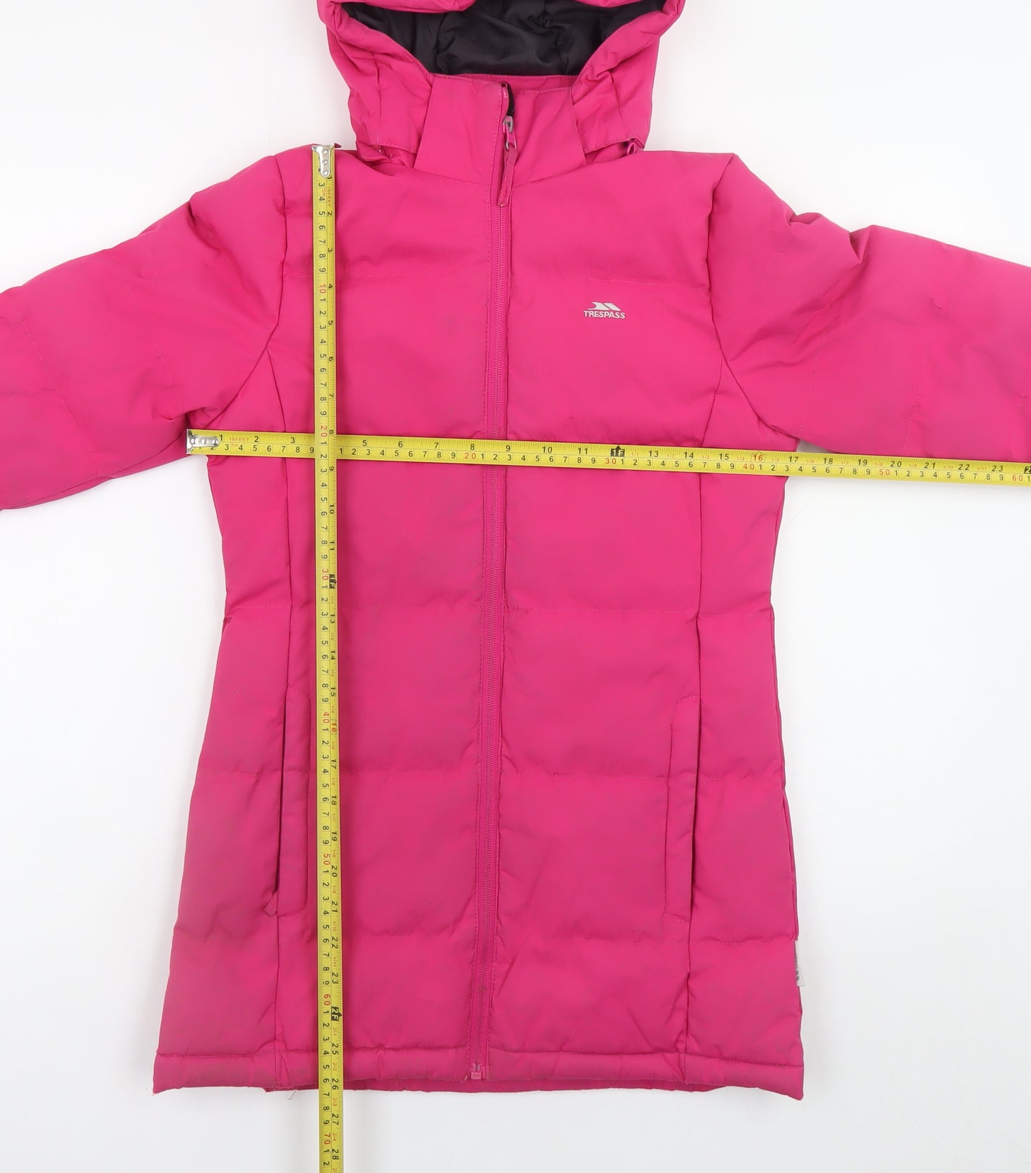 Trespass Girls Pink Hooded Puffer Coat 7-8 Years Waterproof Winter Jacket