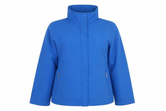 Front view of Damart men’s blue xl mid-length water resistant lined jacket