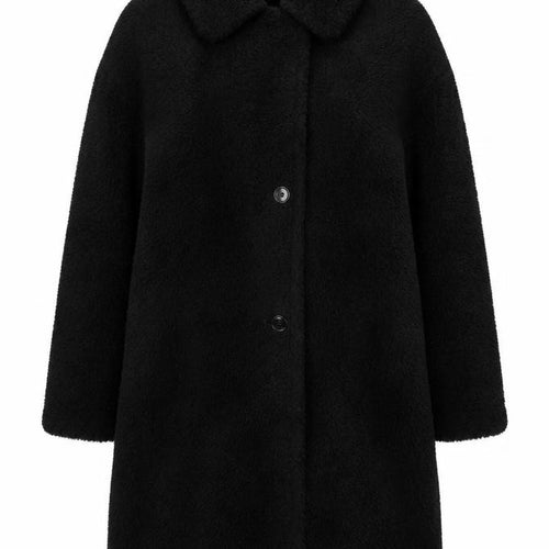 Uniqlo Women's Black XXL Faux Fur Coat Long Lined Winter Warm Outerwear