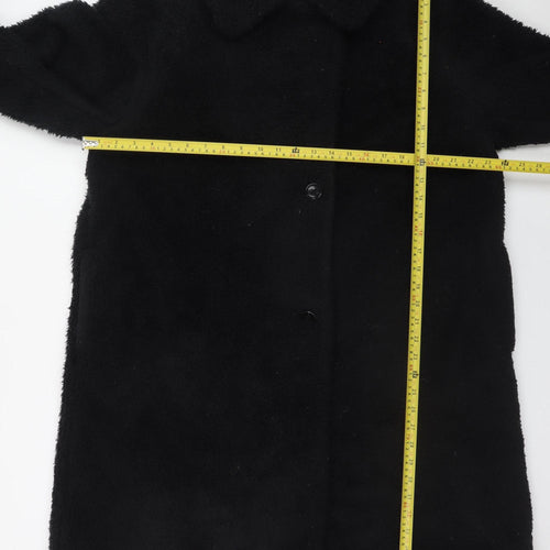 Uniqlo Women's Black XXL Faux Fur Coat Long Lined Winter Warm Outerwear