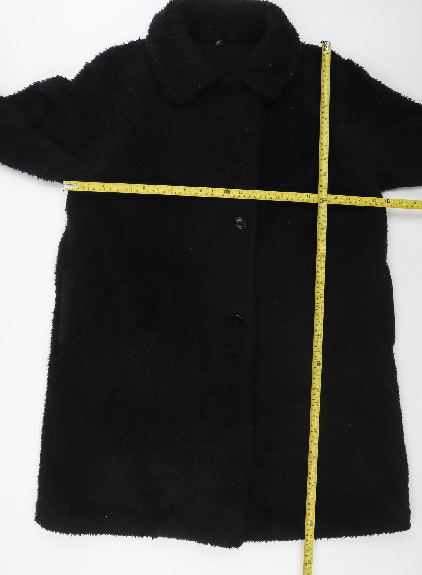 Uniqlo Women's Black XXL Faux Fur Coat Long Lined Winter Warm Outerwear
