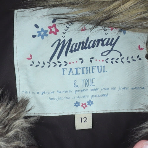 Mantaray Women Brown Faux Fur Hooded Parka Coat Size 12