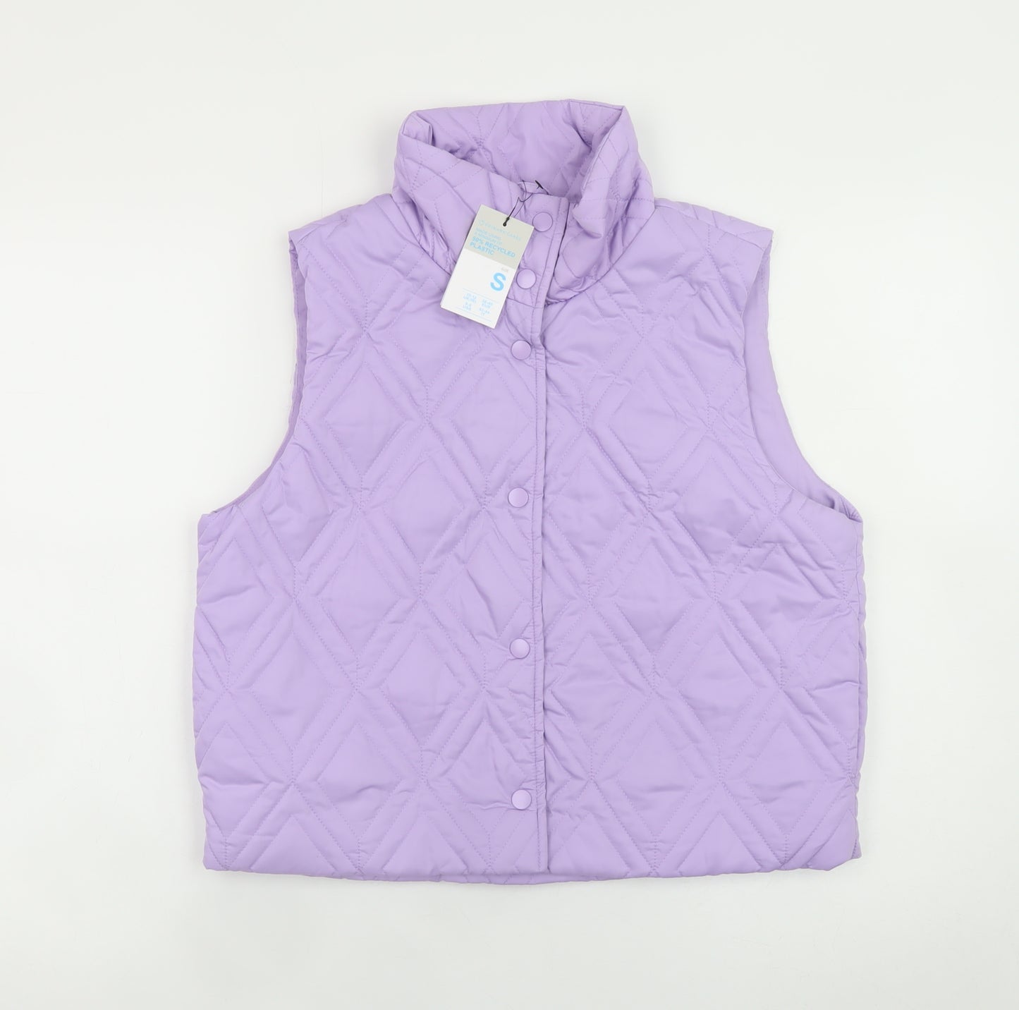 Primark Cares Women's Purple Quilted Waistcoat Size S Lightweight Gilet