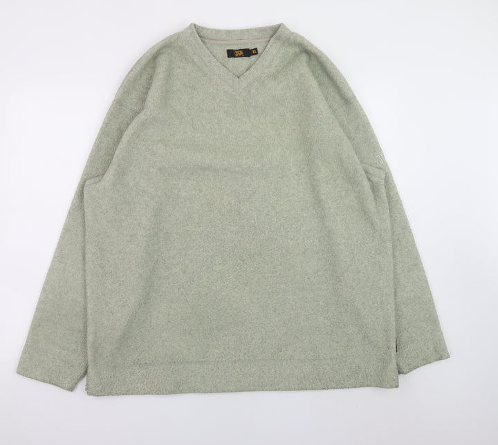 JCB Mens Grey V-Neck Pullover Sweatshirt XL Polyester Viscose