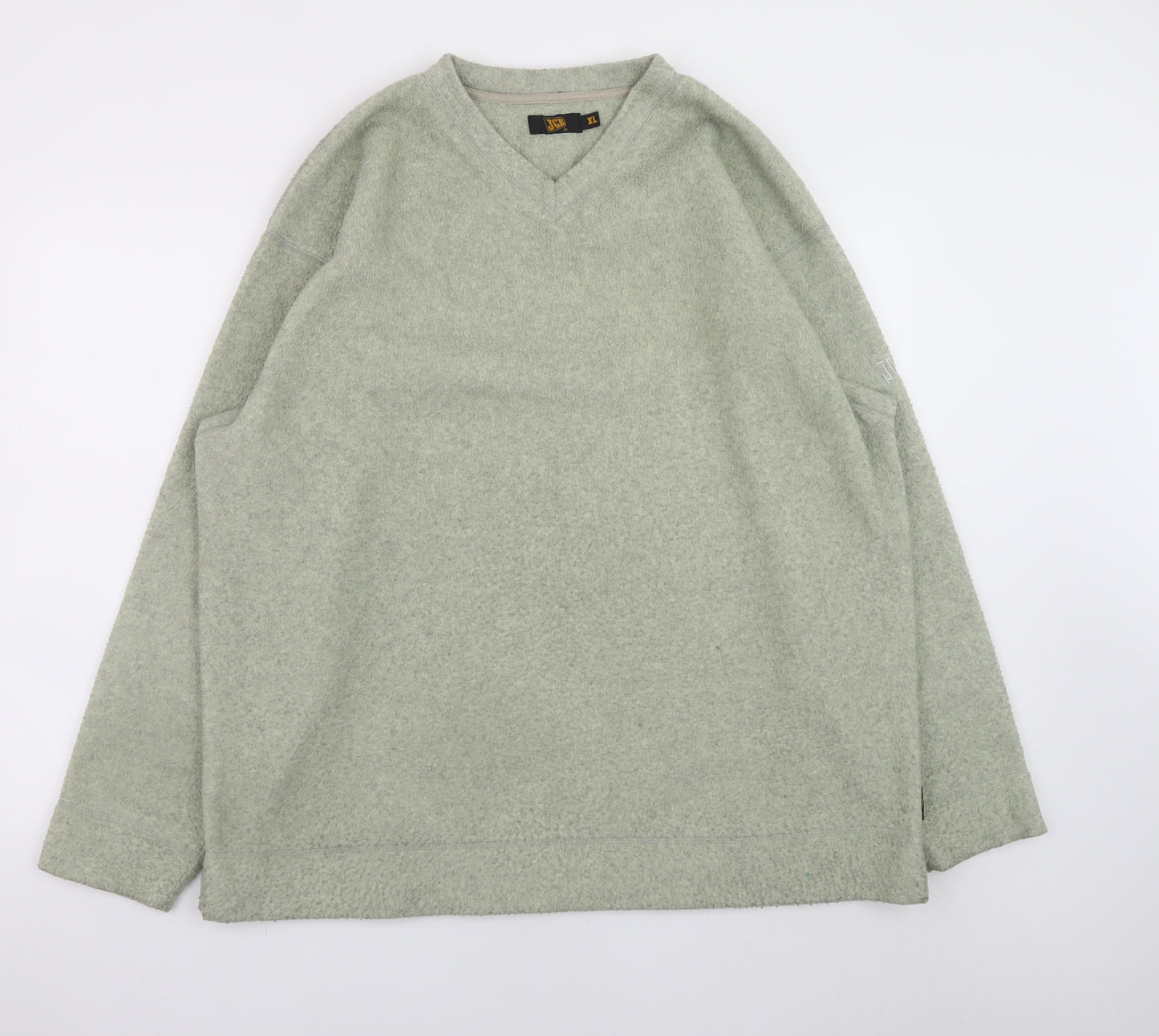 JCB Mens Grey V-Neck Pullover Sweatshirt XL Polyester Viscose