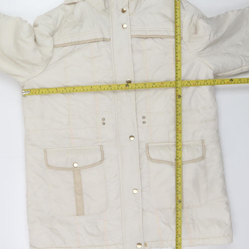 Gabriella Vicenza Women’s Ivory Puffer Coat Size 14 Hooded Winter Long Jacket