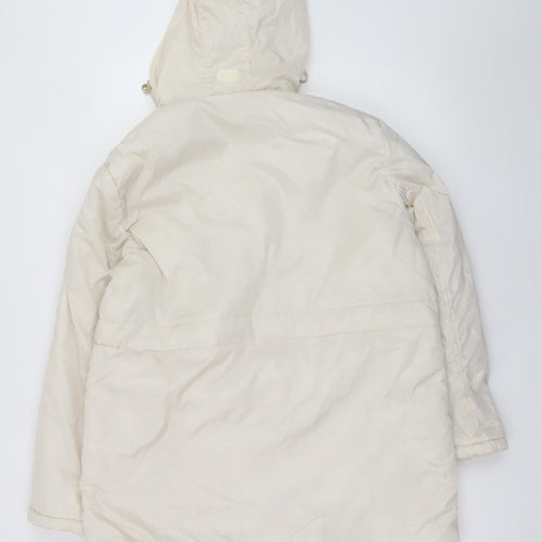 Gabriella Vicenza Women’s Ivory Puffer Coat Size 14 Hooded Winter Long Jacket