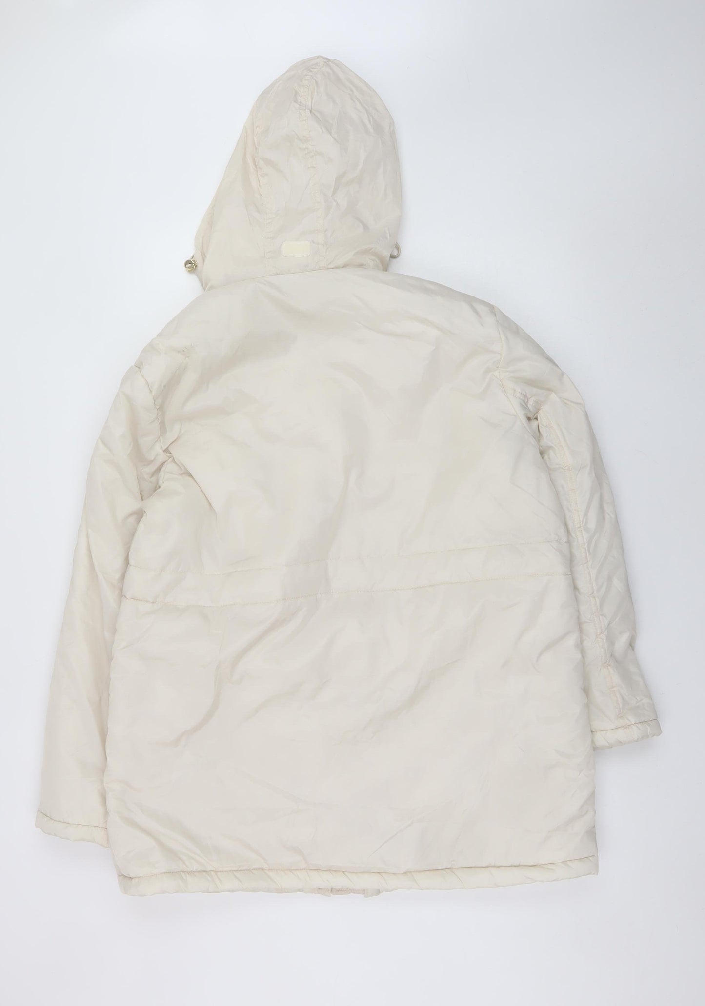 Gabriella Vicenza Women’s Ivory Puffer Coat Size 14 Hooded Winter Long Jacket