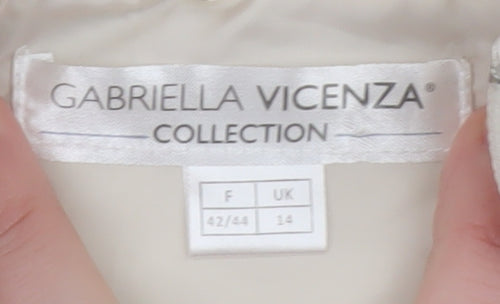 Gabriella Vicenza Women’s Ivory Puffer Coat Size 14 Hooded Winter Long Jacket