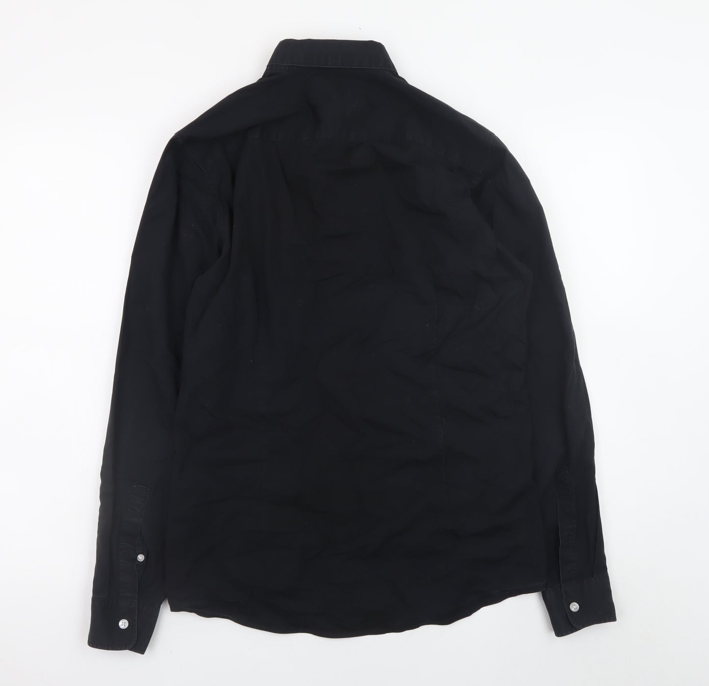 ONLY & SONS Men's Black Regular Fit Long Sleeve Band Collar Button-Up Shirt M