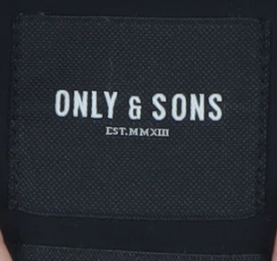 ONLY & SONS Men's Black Regular Fit Long Sleeve Band Collar Button-Up Shirt M