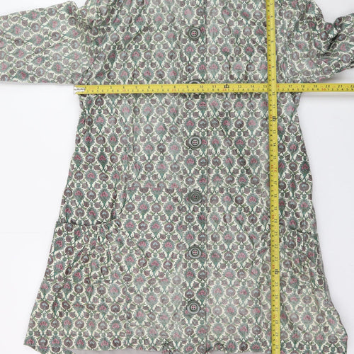 Avoca Womens Green Floral Hooded Rain Coat Size 10 Button Waterproof Jacket