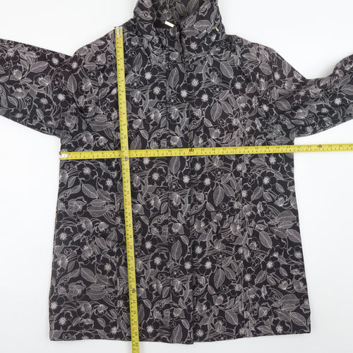 TIGI Womens Black Floral Waterproof Rain Jacket Size 14