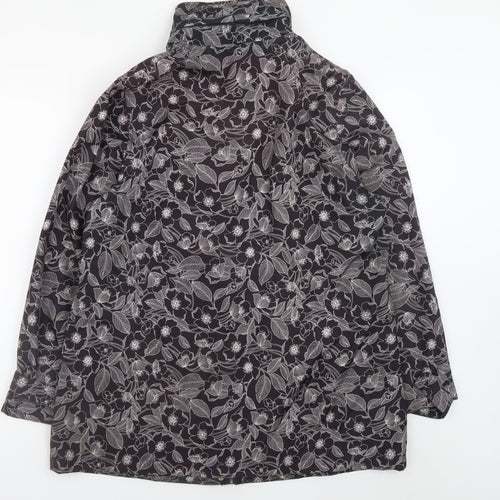 TIGI Womens Black Floral Waterproof Rain Jacket Size 14