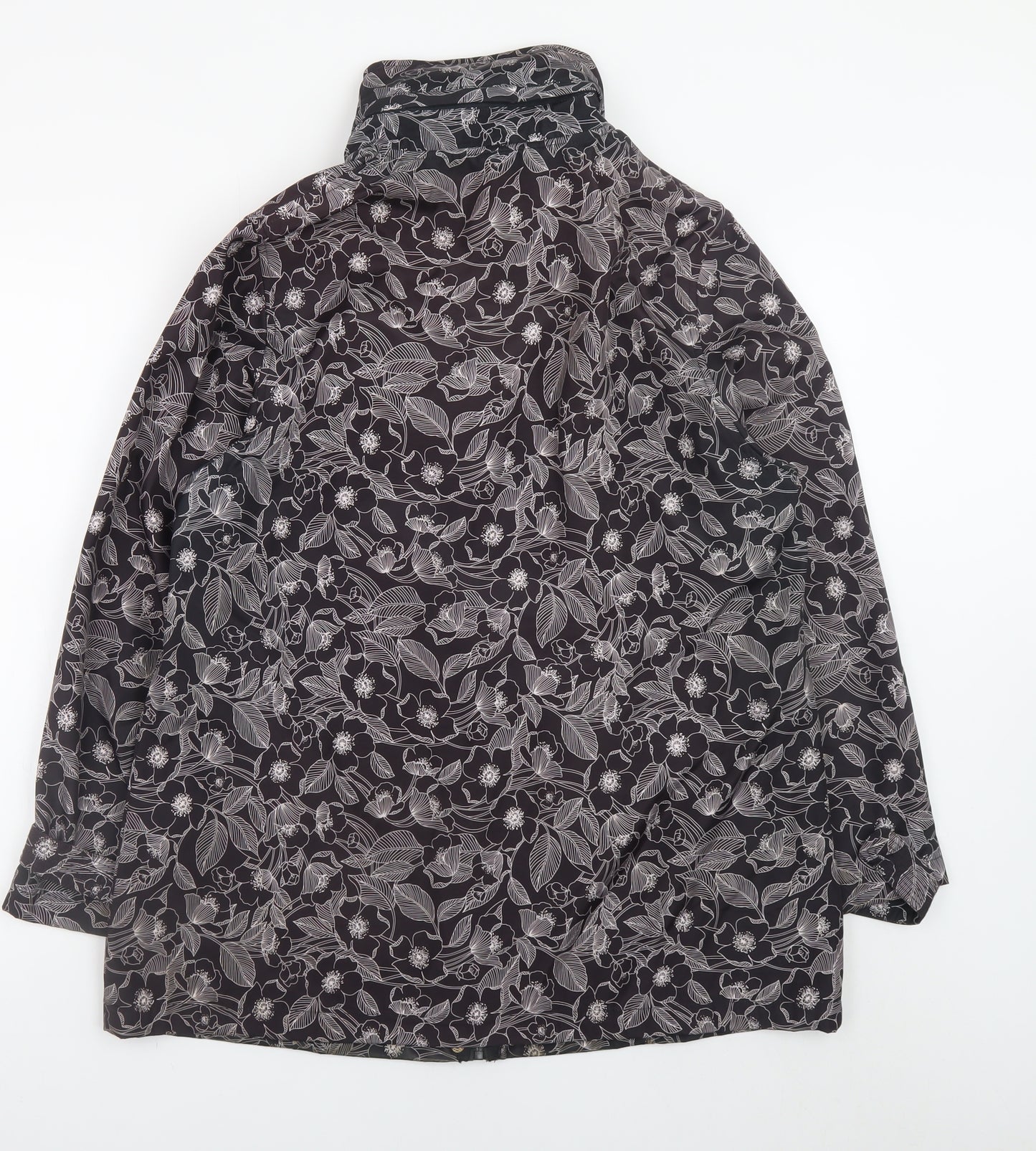 TIGI Womens Black Floral Waterproof Rain Jacket Size 14