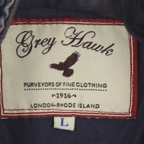 Grey Hawk Men's Blue Quilted Cotton Jacket L Regular Fit Mid-Length