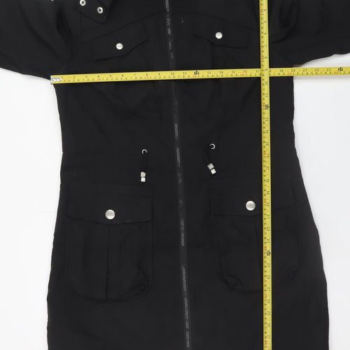 Marks and Spencer Women's Black Parka Coat Size 12 Hooded Long