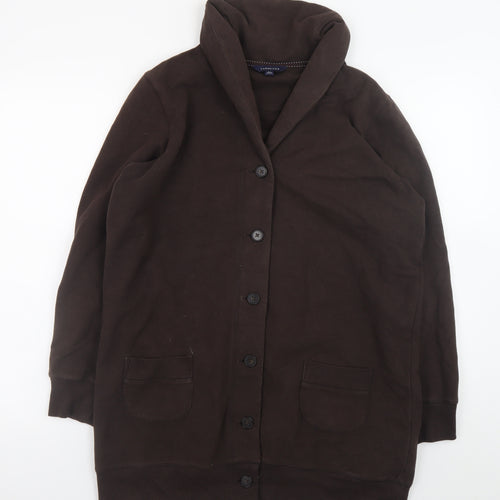 Lands' End Women's Brown Mid-Length Knit Coatigan Size M