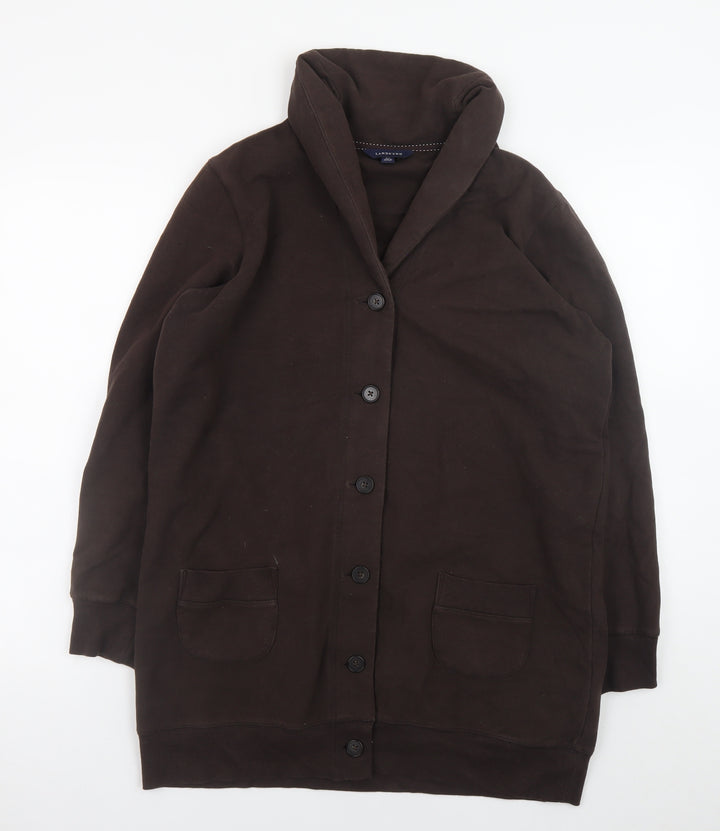 Lands' End Women's Brown Mid-Length Knit Coatigan Size M
