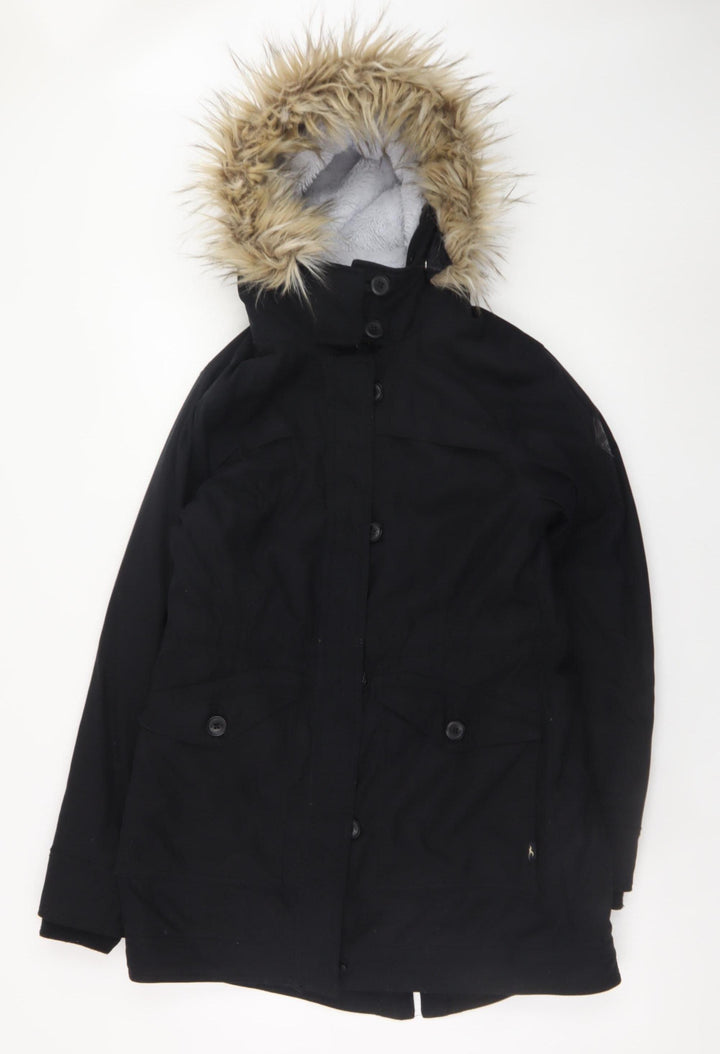 Hollister Women's Black Faux Fur Hooded Parka Coat Size M