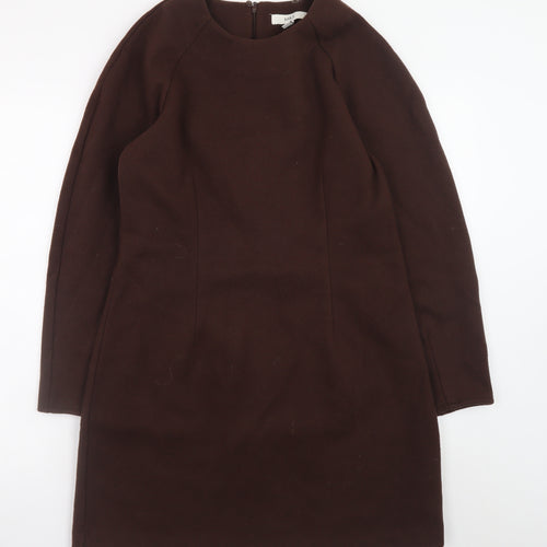 Marks and Spencer Women’s Brown Shift Dress Size 14 Long Sleeve