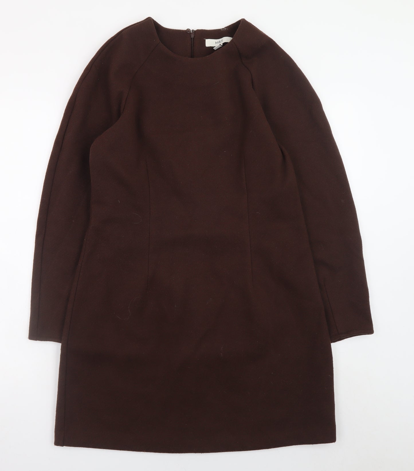 Marks and Spencer Women’s Brown Shift Dress Size 14 Long Sleeve