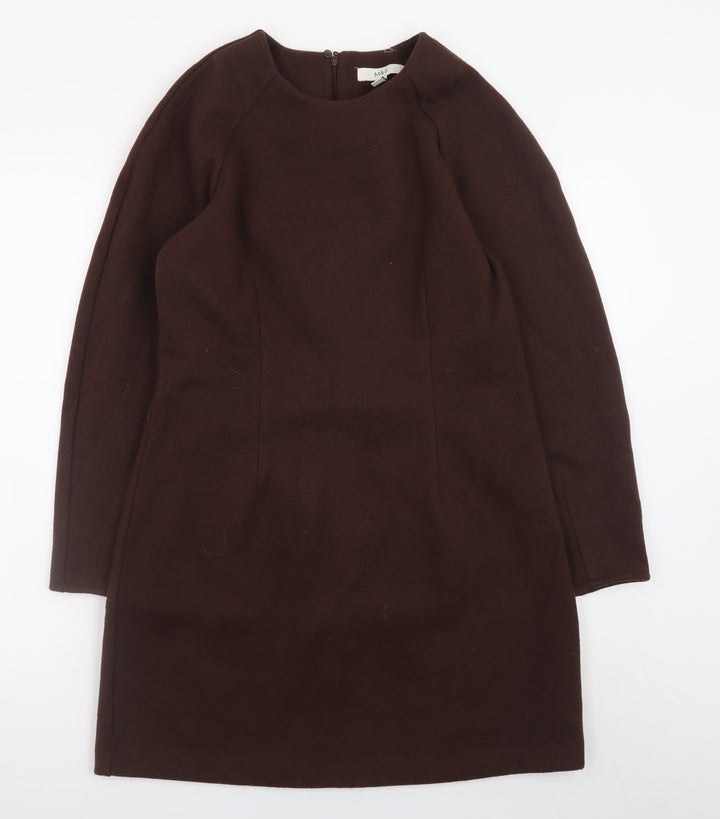 Marks and Spencer Women’s Brown Shift Dress Size 14 Long Sleeve