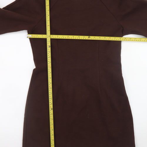Marks and Spencer Women’s Brown Shift Dress Size 14 Long Sleeve