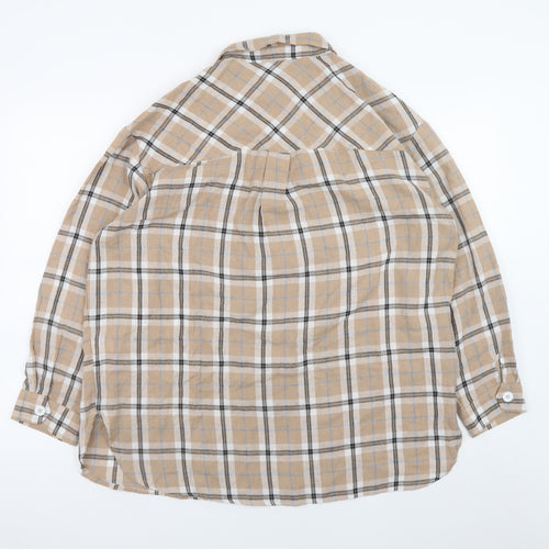 New Look Beige Check Flannel Button-Up Shirt Size 14 Unisex