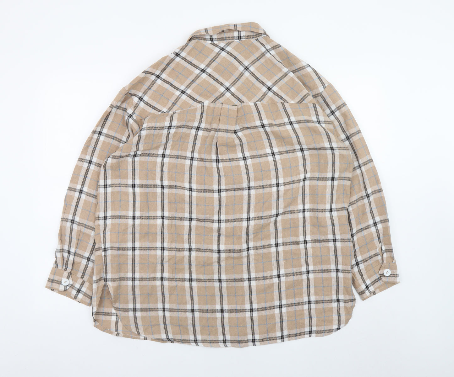 New Look Beige Check Flannel Button-Up Shirt Size 14 Unisex