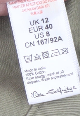 Miss Selfridge Women’s Green Cotton Basic Jacket UK 12