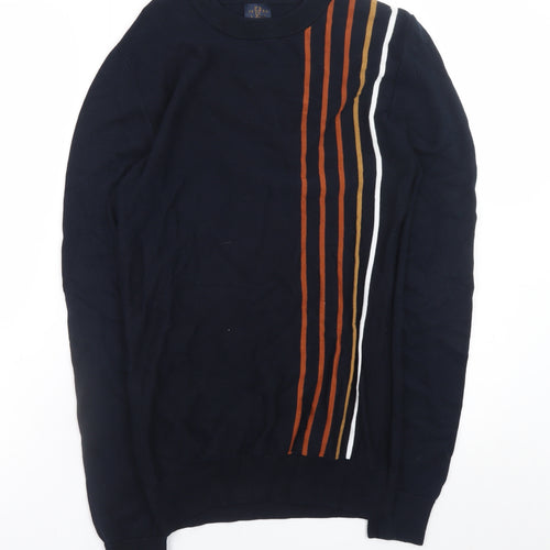 Next Men's Blue Striped Cotton Crew Neck Jumper Size S