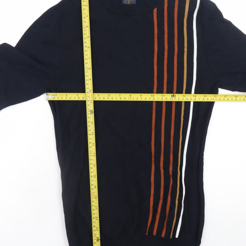 Next Men's Blue Striped Cotton Crew Neck Jumper Size S