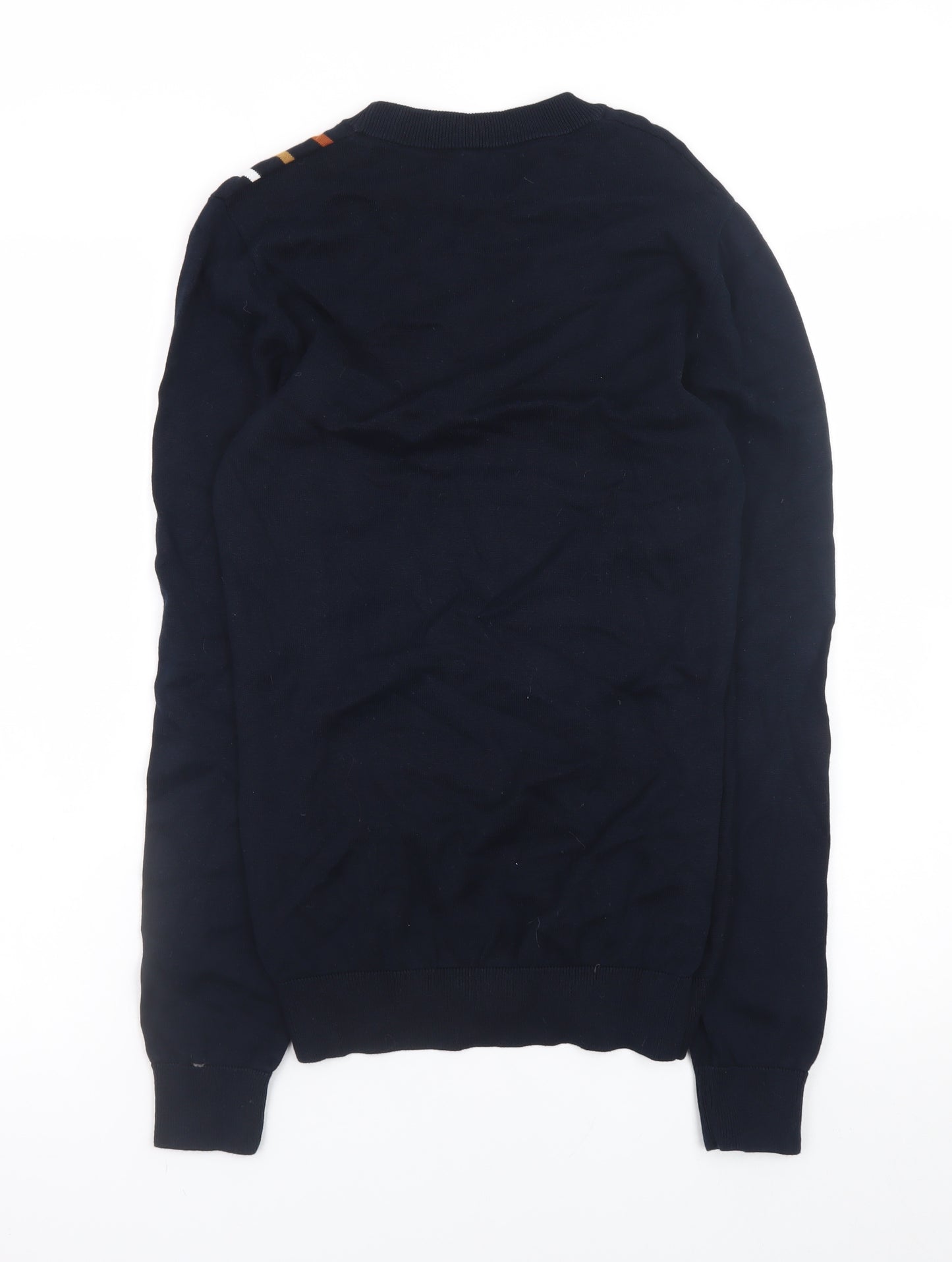 Next Men's Blue Striped Cotton Crew Neck Jumper Size S