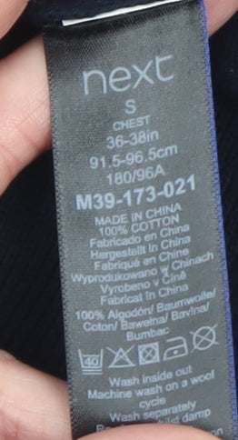 Next Men's Blue Striped Cotton Crew Neck Jumper Size S