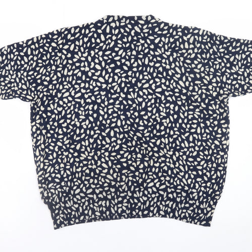 Marks and Spencer Womens Blue Ivory Patterned Short Sleeve Jersey Top Size 18