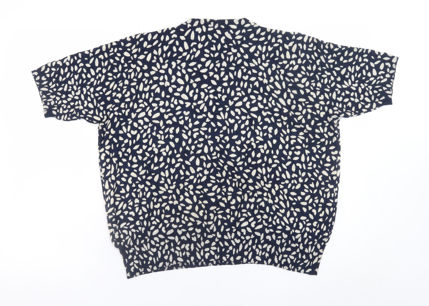 Marks and Spencer Womens Blue Ivory Patterned Short Sleeve Jersey Top Size 18