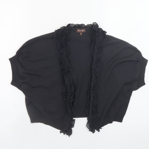 Phase Eight Women's Black Wool Ruffle Cropped Cardigan Size 12