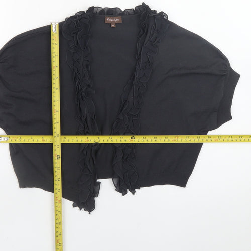Phase Eight Women's Black Wool Ruffle Cropped Cardigan Size 12