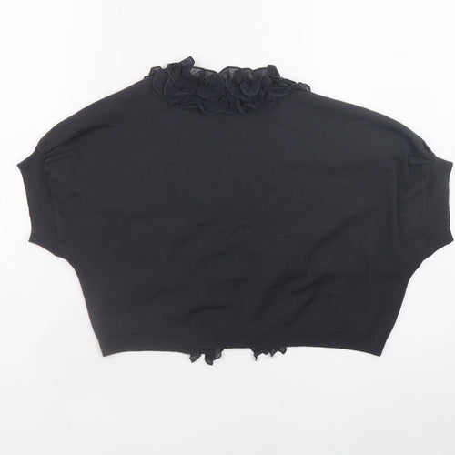 Phase Eight Women's Black Wool Ruffle Cropped Cardigan Size 12