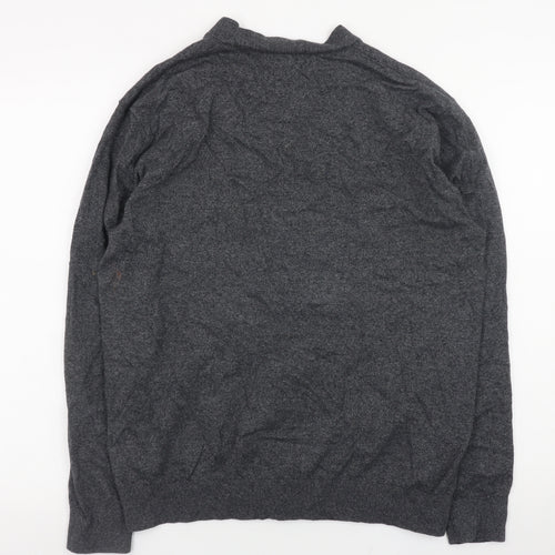 Next Men's Grey Cotton Blend V-Neck Cardigan Size L