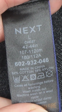Next Men's Grey Cotton Blend V-Neck Cardigan Size L