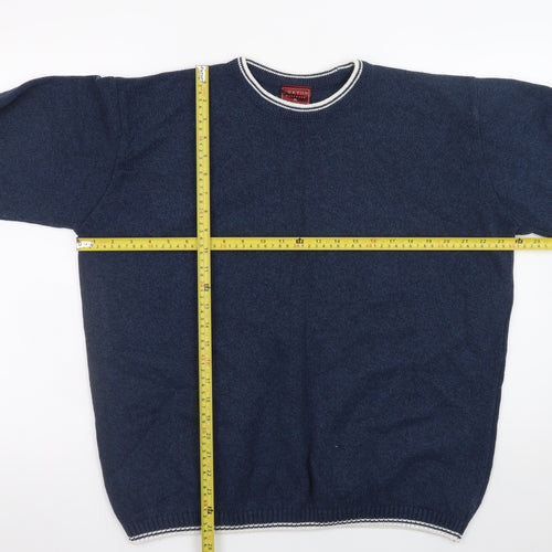 Burton Menswear Blue Crew Neck Knit Jumper XL Men’s Pullover